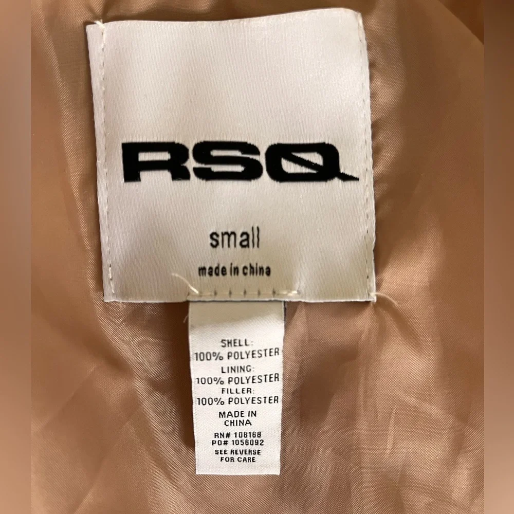 RSQ Jacket Sherpa Puffer Tan Beige Fuzzy Women’s Small Zip Furry Cozy - Picture 5 of 6